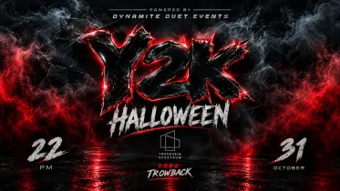 Plakat for Y2K Halloween Party i Sagbruket på Trondheim Spektrum 31. oktober 2026