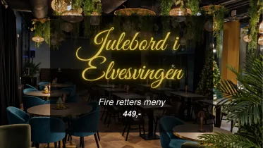 Arrangementsplakat julebord i elvesvingen med info om pris